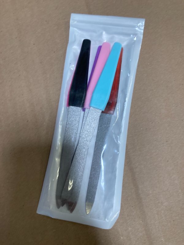 Photo 1 of GAQWOK Metal Nail File Set - 6PCS Anti-Slip Handle Sword Shape - Premium Stainless Steel Nail Files for Natural Nails in Multicolored