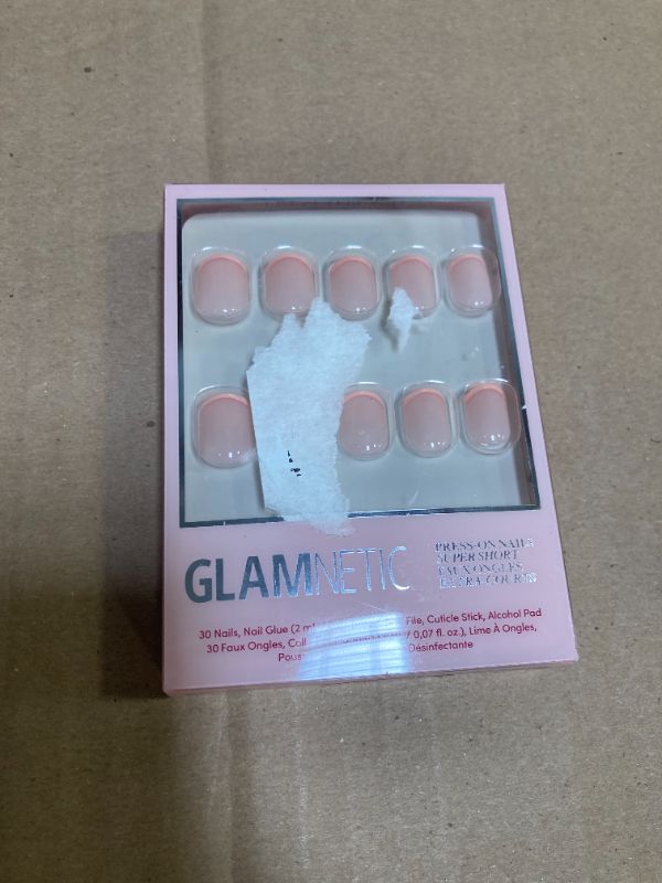 Photo 1 of Glamnetic Press On Nails - French Peach | Super Short Pastel Peach French Tips with a Glossy Finish, Fake Nails, Reusable | 15 Sizes - 30 Nail Kit with Glue