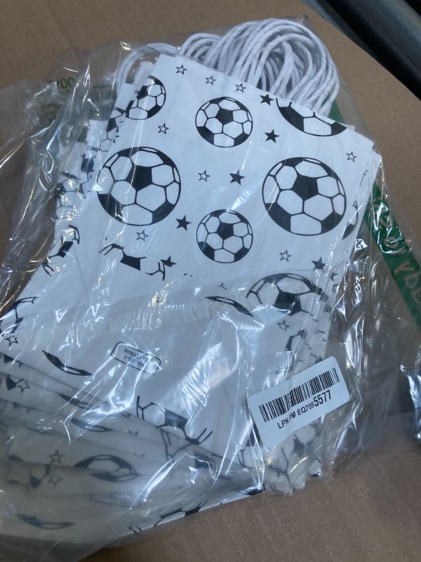 Photo 1 of 24 PCS Soccer Goodie Bags, Soccer Party Favor Bags Gifts Themed Paper Bags for Birthday Party Supplies Decoration