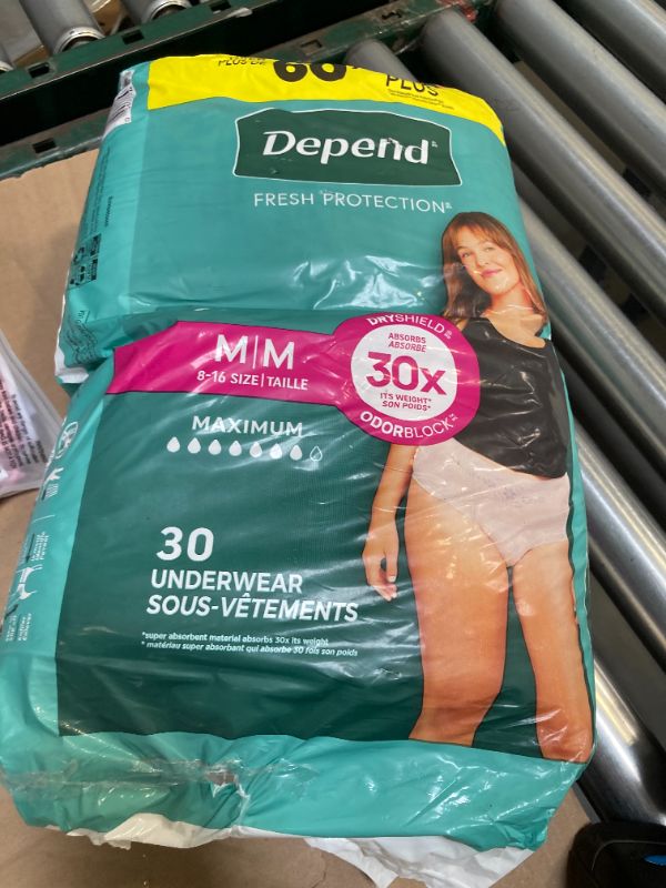 Photo 1 of Depend Fresh Protection Adult Incontinence & Postpartum Bladder Leak Underwear for Women, Disposable, Maximum, Medium, Blush, 30 Count