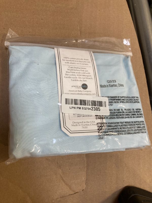 Photo 1 of American Baby Company 100% Natural Cotton Percale Cot Sheet for Daycare Standard Size 23" x 51" - Soft & Breathable Cot Sheet for Daycare and Preschool, Blue