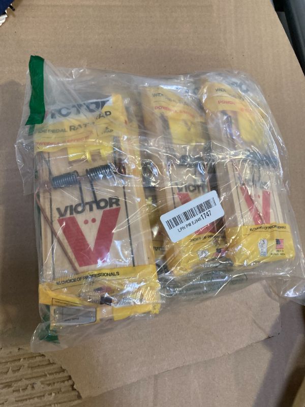 Photo 1 of Victor M205 Easy Set Plastic Pedal Sustainably Sourced FSC Wood Humane Snap Rat Trap - 12 Wooden Traps