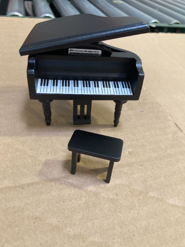 Photo 1 of mini Dollhouse Grand Piano,1:12 Miniature Simulation Grand Piano with Stool Furniture Crafts Ornaments for Doll House Decoration Accessories(Black)