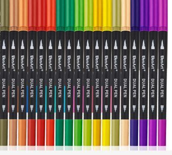 Photo 1 of Dual Markers Brush Pens, Fine Point Art Marker, Double Tip Colored Pen for Adult Coloring Hand Lettering, School Classroom Art Suppliers