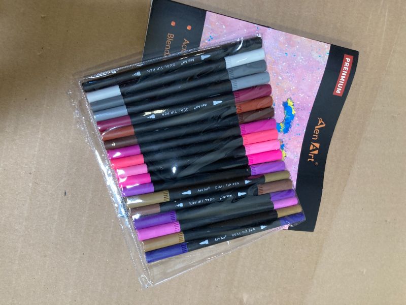 Photo 1 of Dual Markers Brush Pens, Fine Point Art Marker, Double Tip Colored Pen for Adult Coloring Hand Lettering, School Classroom Art Suppliers