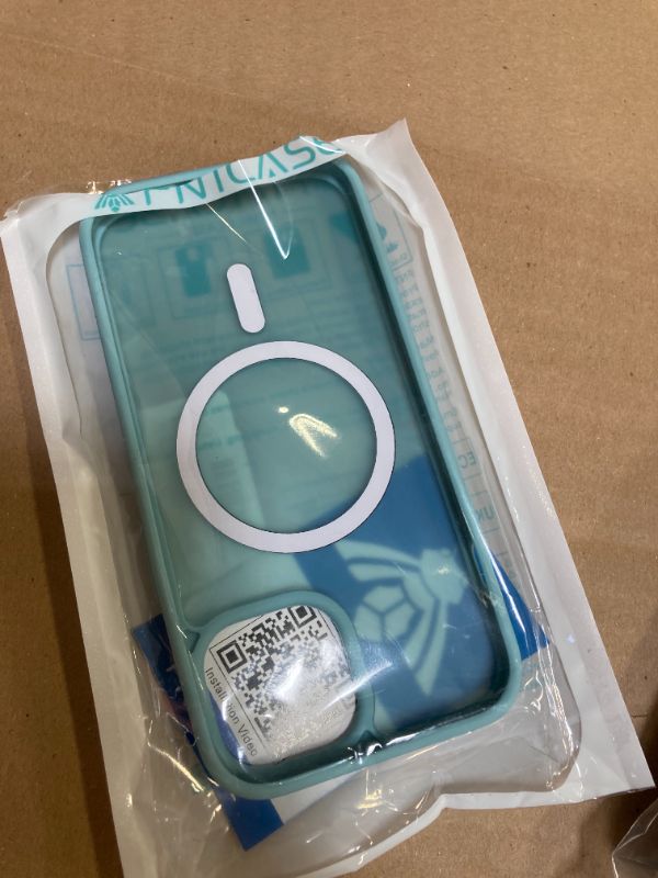 Photo 1 of FNTCASE for iPhone 15 Case: for iPhone 14 & iPhone 13 Case | Magnetic Frosted Translucent Slim Shockproof Cell Phone Cover | Military Grade Protection Drop Proof Tough Protective Cases - Teal