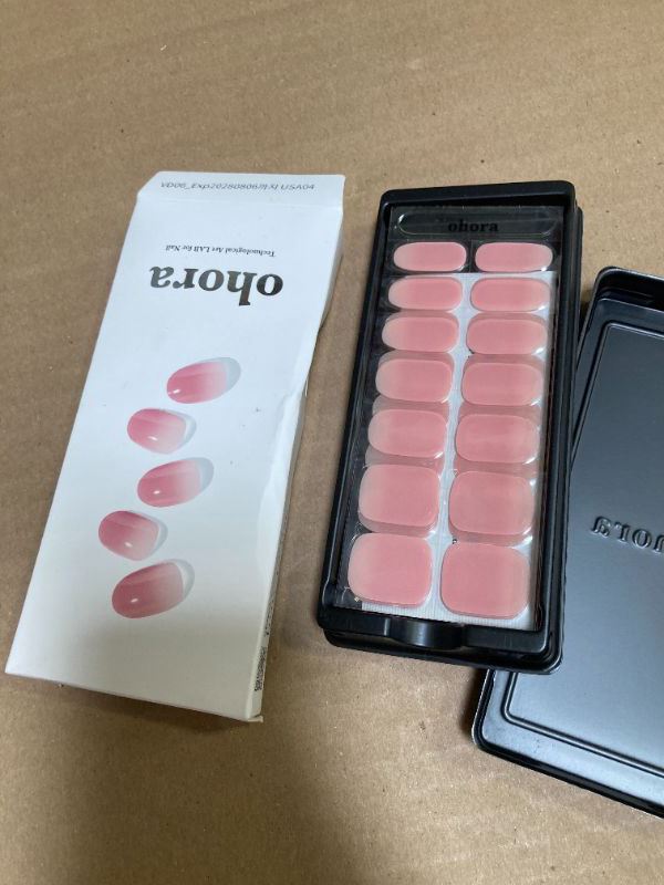 Photo 1 of ohora Semi Cured Gel Nail Strips (N Milk Rose) - Pink, Ombre, Works with Any UV/LED Lamps, Salon-Quality, Long Lasting, Easy to Apply & Remove - Includes 2 Prep Pads, Nail File & Wooden Stick