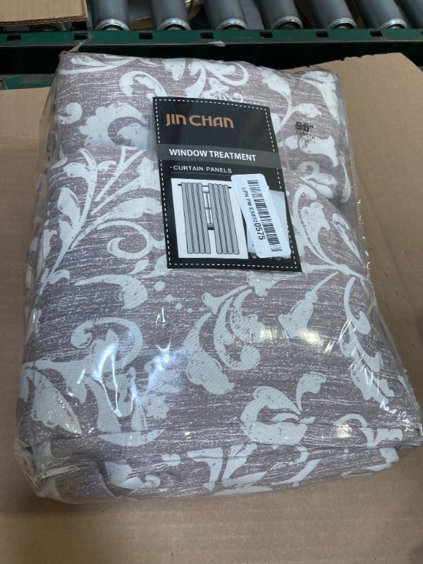 Photo 1 of jinchan Blackout Curtains for Bedroom, Taupe Grey Scroll Floral Patterned Curtains 96 Inch Length for Living Room, Vintage Art Deco Drapes, Thermal Insulated Window Curtains Grommet 2 Panels