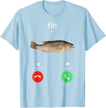 Photo 1 of Size S--Fih Calling Remind Me Message Decline Accept Phone Call Fish T-Shirt