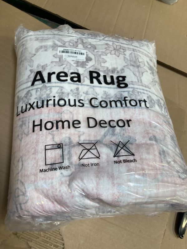 Photo 1 of LIVEBOX Pink 6x9 Area Rug for Bedroom Girls, Boho Washable Rugs for Living Room Nursery, Non-Slip Indoor Soft Carpet Low-Pile Farmhouse Carpets for Dining Room Kids Playroom, Pink
