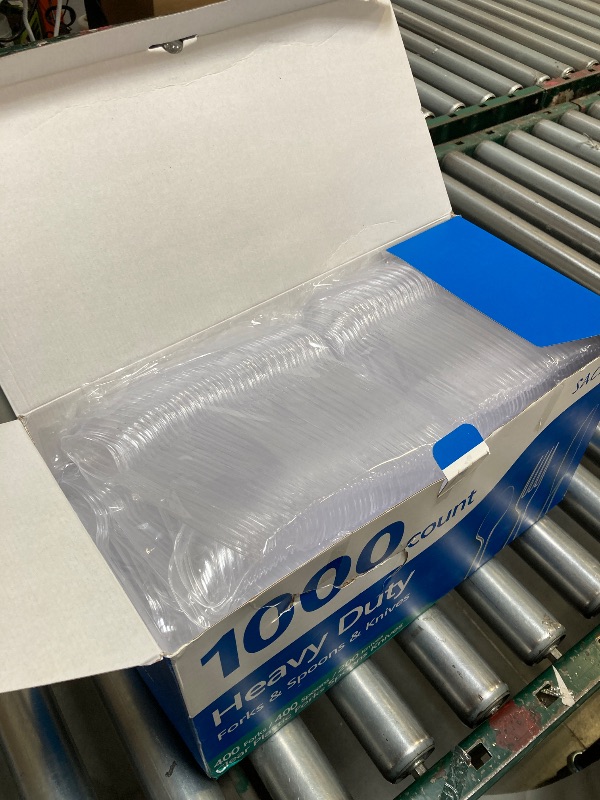 Photo 1 of 1000 Count Plastic Silverware Heavy Duty - 400 Forks, 400 Spoons, 200 Disposable Knives, BPA-Free, Disposable Plastic Cutlery Set, Plasticware Suitable for Party Everyday Use ?