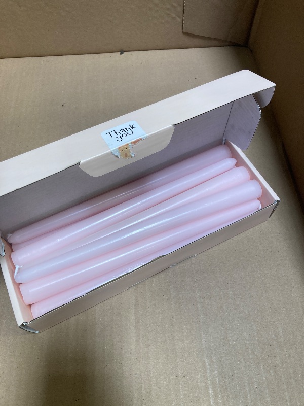 Photo 1 of 10 Inch Pale-Pink Taper Candles for Home Decoration, 10 Pack Unscented Candlesticks for Dinner Wedding Party, Smokeless and Dripless Candle Sticks