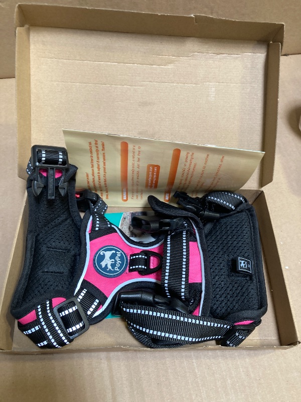 Photo 1 of PoyPet No Pull Dog Harness, No Choke Front Lead Dog Reflective Harness, Adjustable Soft Padded Pet Vest with Easy Control Handle for Small to Large Dogs(Pink, Medium)