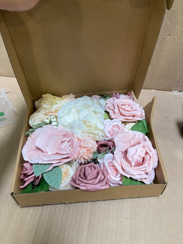 Photo 1 of AGIRL Rose Artificial Flowers Combo Fake Flowers Pink Roses Silk Flowers with Stems for DIY Bridal Wedding Bouquets Centerpieces Arrangements Table Party Baby Shower Home Decor (Champagne Pink)