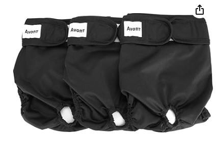 Photo 1 of XL-Avont 3 Pack Washable Female Dog Diapers, Premium Reusable Highly Absorbent Doggie Period Panties Durable Dog Diaper Cover - 3 Black

