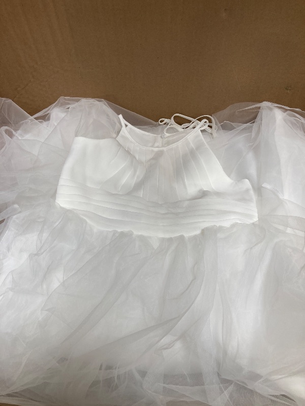 Photo 1 of Abaowedding Flower Girls Tulle Chiffon Dresses Kids Wedding Party Pageant Ball Gowns Ivory Size 8-9