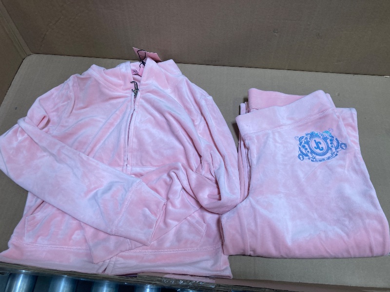 Photo 1 of Juicy Couture Women's Bling Velour Tracksuit (US, Alpha, Medium, Regular, Regular, Whisper Pink)