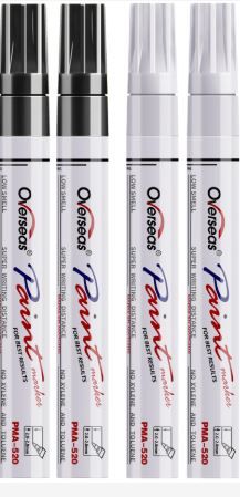 Photo 1 of Overseas White and Black Paint Pens,4 Pack Oil Based Permanent Markers - Medium Tip, Quick Dry and Waterproof Paint Markers for Rock, Wood, Metal, Plastic, Canvas, Glass, Ceramics, Rubber, Stone