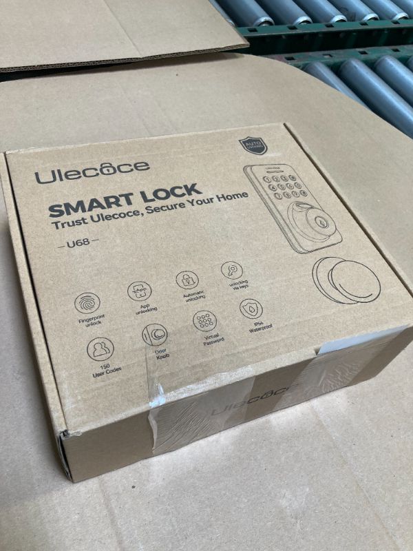 Photo 1 of Ulecoce Keyless Entry Door Lock Built-in WiFi with Handle Set, Smart Lock with App Control, Electronic Keypad Deadbolt with Doorbell, One-time Code, Auto-Locking, Easy to Install
