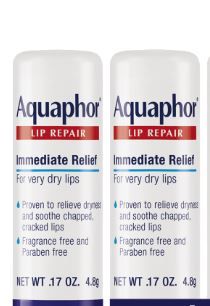 Photo 1 of Aquaphor Lip Repair Stick with Jojoba Oil and Shea Butter, Moisturizing Lip Balms, Fragrance Free and Paraben Free, Immediately Relieves Dryness, 0.17 Oz Stick, Pack of 2