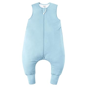 Photo 1 of EasyFi Rayon Made From Bamboo Sleep Sack 24-36 Months 0.5 Tog Ultra Soft Summer Toddler Sleep Sack  with Feet 2-Way Zipper Lightweight Sleeping Bag Baby Wearable Blanket Blue