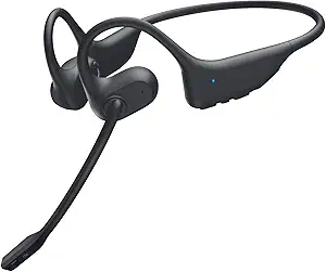 Photo 1 of Open Ear Headphones with Mic, Bluetooth 5.3 Headset with AI Noise Cancelling Mic & Mute Function, Wireless Headset for Work, Sports, Drive (Dark Black)