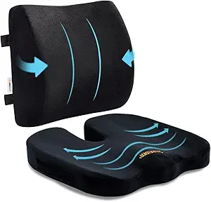 Photo 1 of SAIREIDER Seat Cushion and Lumbar Support Pillow for Office Chair, Memory Foam Car Seat Cushions Back Support Pillows, Help Relieve Pain of Back, Lumbar, Tailbone and Sciatic Nerve?Black?