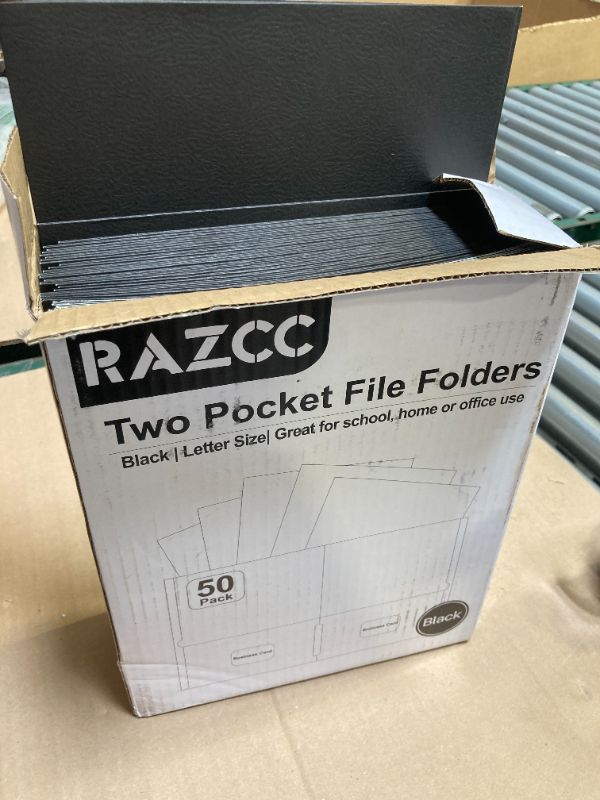 Photo 1 of Two Pocket Folders, RAZCC 50 Pack 2 Pocket Folders Fit Letter Size Paper, Paper Folders with Pockets for School Office Business Home, Black