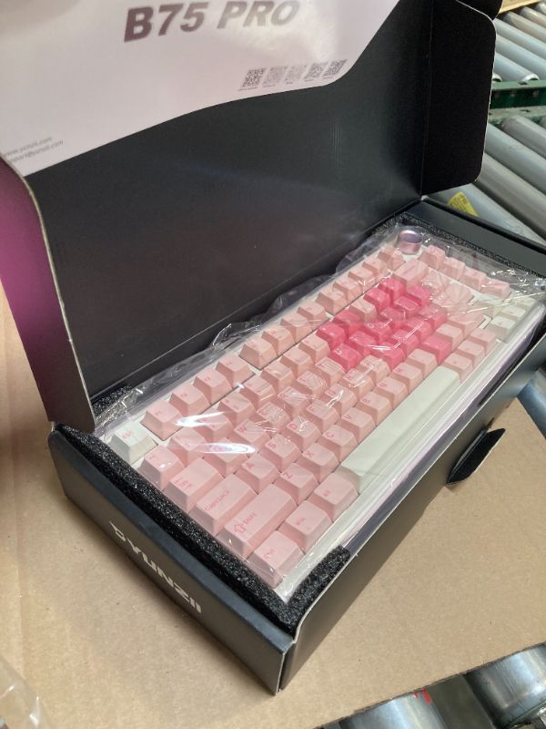 Photo 1 of YUNZII B75 PRO Wireless Mechanical Keyboard,75% Layout with Knob,Hot Swap Gasket Custom Structure,Creamy Pre-lubed Switches,RGB Backlit,Bluetooth/Type-C/2.4G for Win/Mac(Milk Switch,Pink)