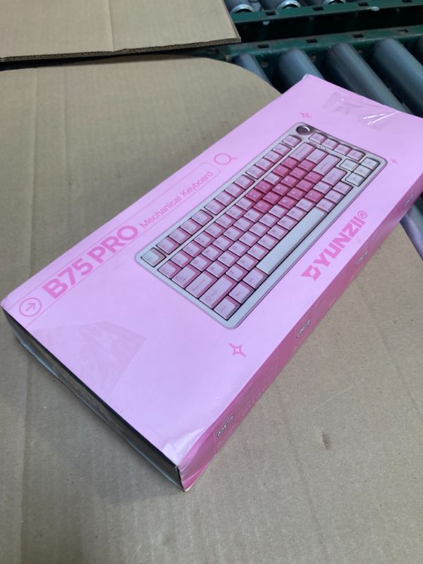 Photo 1 of YUNZII B75 PRO Wireless Mechanical Keyboard,75% Layout with Knob,Hot Swap Gasket Custom Structure,Creamy Pre-lubed Switches,RGB Backlit,Bluetooth/Type-C/2.4G for Win/Mac(Milk Switch,Pink)