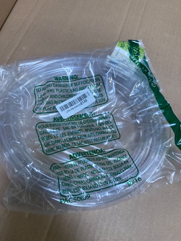 Photo 1 of Eastman 1/2 Inch ID (5/8 Inch OD) PVC Clear Vinyl Tubing, 10 Foot Length, 98568