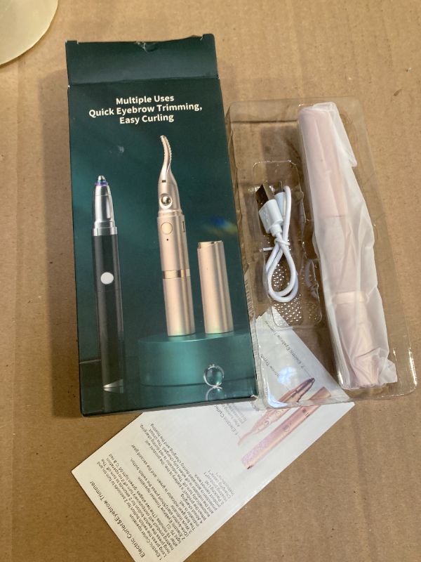 Photo 1 of 2 in 1 Heated Eyelash Curlers and Eyebrow Trimmer for Women, Electric Eyelash Curler with 2 Temperature Modes Anti-Burn USB Rechargeable Heated Eyelash Curler, Ideal Gift for Women J57