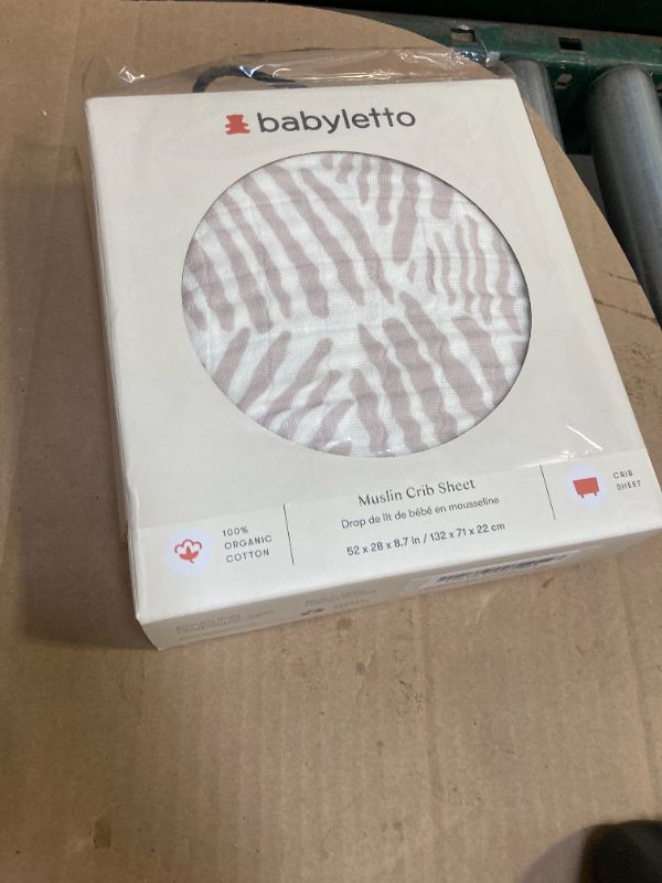 Photo 1 of Babyletto 100% Organic Cotton Crib Sheet, GOTS-Certified, Fitted 360°, Ultra-Soft and Breathable Muslin - Oat Stripe
