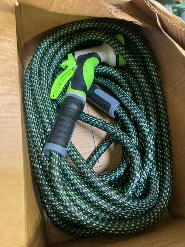 Photo 1 of Relxitl Garden Hose, Flexible Water Hose, Ultra Lightweight Non-Expanding hose with 10 Function Sprayer, Leak proof, Pressure Resistant for Yard, Outdoor (Green, 50FT)