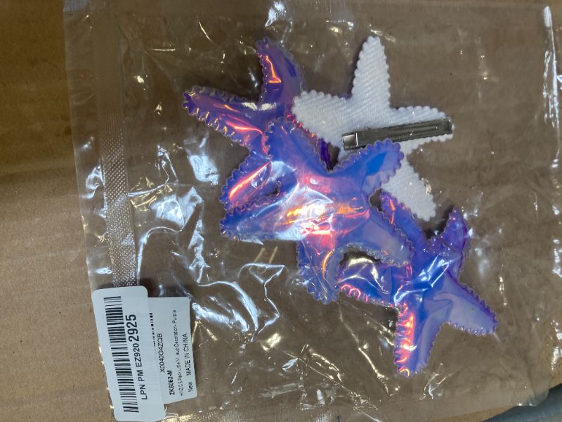 Photo 1 of HINZIC 4 Pack Little Mermaid Hair Clips Accessories for Girls, Glittering Sequins Starfish Hair Barrettes Alligators Headpieces for Halloween Costume Party Drama Show Cosplay Makeup Decoration- Purple