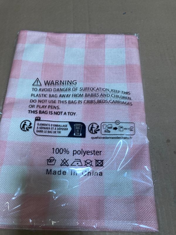 Photo 1 of Rvsticty Linen Watercolor Pink White Buffalo Check Plaid Table Runner Gingham Tablecloth Farmhouse Spring Summer Easter Home Kitchen Table Decorations-13×108''