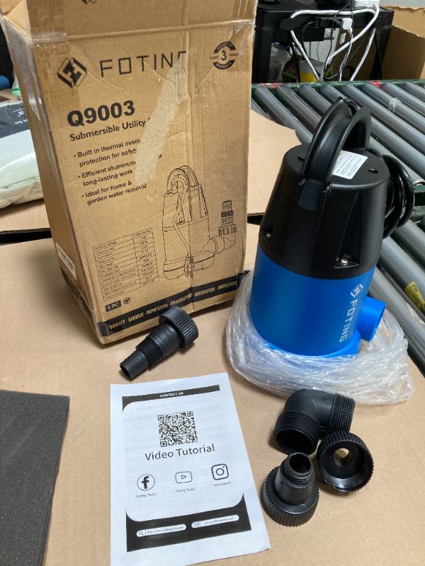Photo 1 of FOTING Sump Pump 1HP Clean/Dirty Submersible Water Pump, 4600GPH Utility Pump Thermoplastic Electric Portable Transfer Water Pump for Swimming Pool Garden Pond Basement with 10ft Long Power Cord