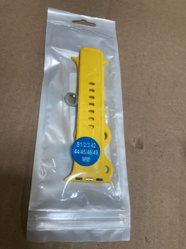 Photo 1 of Sport Band Compatible with Apple Watch Bands 38mm 40mm 41mm 42mm 44mm 45mm, Replacement Soft Silicone Strap Wristbands for iWatch Series 8 7 6 5 4 3 2 1 SE Men Women,Yellow(42/44/45)