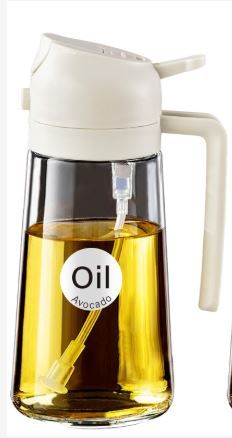 Photo 1 of YARRAMATE  16oz/470ml 2 in 1 Oil Sprayer for Cooking with Stickers, Food-grade Glass Oil Spray Bottle, Oil Dispenser and Oil Sprayer for Kitchen, Salad, Frying, BBQ (White & Green)
