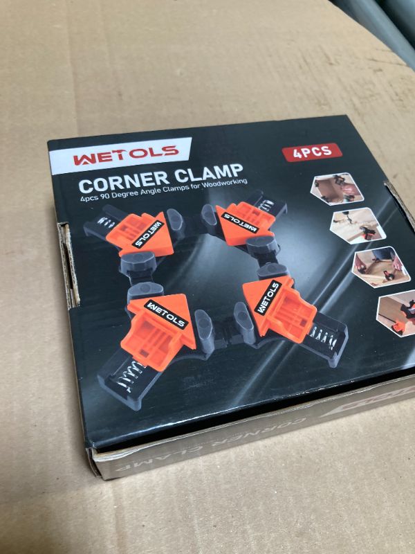 Photo 1 of WETOLS Corner Clamp for Woodworking, 90 Degree Right Angle Clamp, Wood Clamps, 4Pcs Adjustable Spring Loaded Woodworking Clamp, Gifts for Dad, Birthday Gifts for Men, Photo Framing, Orange
