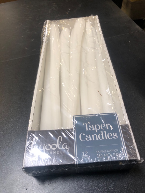 Photo 1 of 12 Pack Tall Taper Candles - 12 Inch White Dripless, Unscented Dinner Candle - Paraffin Wax with Cotton Wicks - 10 Hour Burn Time MISSING 5 PCS