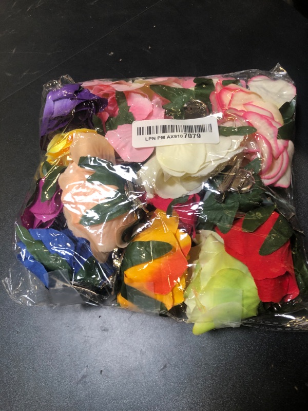 Photo 1 of 15 Pieces Flower Hair Clip for Women Rose Floral Pins Accessories for Wedding(Fresh Colors)
