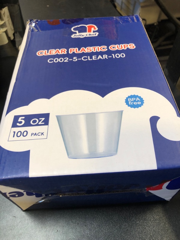 Photo 1 of JOLLY CHEF 5 oz 100 Pack Small Clear Disposable Cups, Disposable Plastic Shot Glasses for Parties, Plastic Cocktail Glasses Wedding Tumblers, Perfect for Halloween Thanksgiving Christmas
