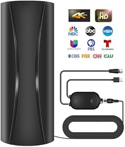 Photo 1 of 1600+ Miles Range TV Antenna Indoor, 2025 Upgraded Digital TV Antenna for Smart TV with Amplifier Signal Booster, Portable HD Antenna for TV Outdoor for Local Channels-Supports All TVs-36ft Coax Cable DAMAGED PKG

