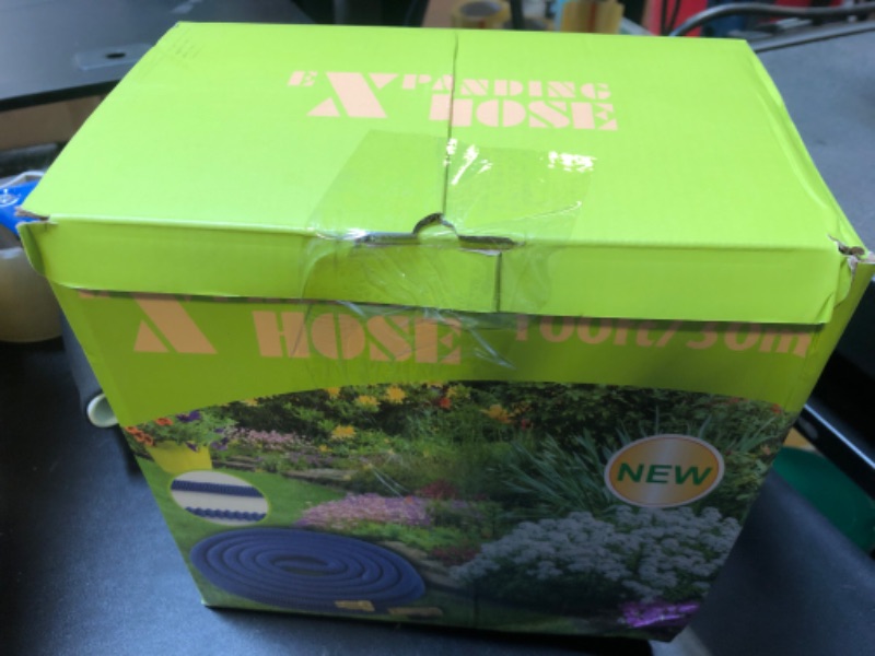Photo 1 of 100 ft Expandable Garden Hose - All New 2025 Retractable Water Hoses with 3/4" Solid Brass Fittings, Extra Strength Fabric, 4-Layers Latex - Flexible Expanding Hose with 10 Pattern Spray Nozzle