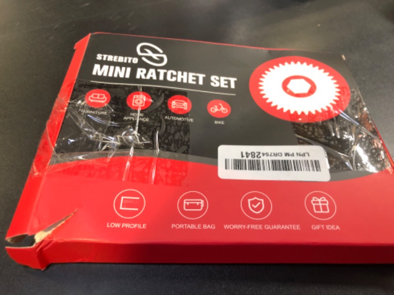Photo 1 of STREBITO Right Angle Screwdriver 14 Piece Mini Ratchet Set, Offset Screwdriver Low Profile Ratchet Screwdriver Set with 1/4 Ratchet, Hex, Phillips, and Torx, EDC Bit Driver for Tight Spaces, Bike