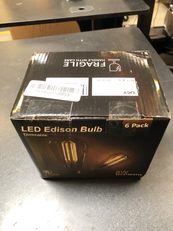 Photo 1 of TJOY Edison Light Bulbs 60W Equivalent, Dimmable Vintage LED Light Bulbs, E26 Medium Base, Warm White 2700K, ST58, 8W, 800LM, 80+ CRI, Antique Decorative Filament LED Bulb, Clear Glass, 6 Pack