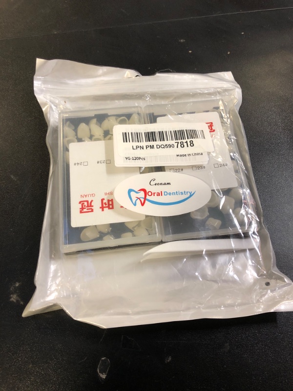 Photo 1 of 120 Pieces Fake Tooth Cap Crown Veneers Front Back Anterior and Molar Posterior Teeth with Thermal Beads Cap Filler for Teaching or DIY (50pcs Front and 70pcs Back)