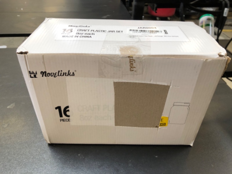 Photo 1 of novelinks 8 Ounce Clear Plastic Jars Containers With Screw On Lids - Refillable Round Empty Plastic Slime Storage Containers for Kitchen & Household Storage - BPA Free (16 Pack)