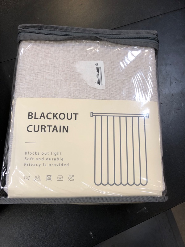 Photo 1 of 100% Blackout Shield Linen Blackout Curtains for Bedroom, Thermal Insulated Curtains 84 Inch Length 2 Panels Set, Grommet Drapes for Living Room, 50” W x 84” L, Beige